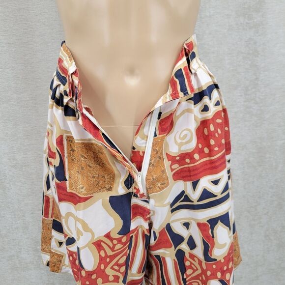 Marnie West Silk Vintage Boho Tribal Tropical Boho Patterned Shorts Women's - Picture 2 of 11
